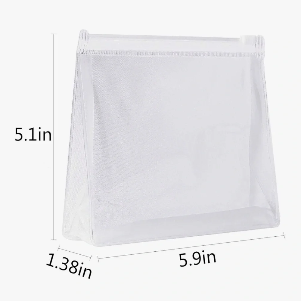 6 Small Clear Plastic Cosmetic Travel Bag Pouch Case w Zipper Toiletries Makeup